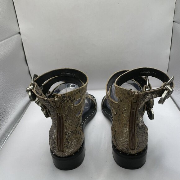 GOLO BAHAH TRIPLE ANKLE STRAP SANDAL IN MIRROR WASH SNAKE NATURAL size 7.5 - Picture 3 of 8